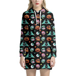 Halloween Zombie Pattern Print Hoodie Dress