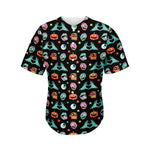 Halloween Zombie Pattern Print Men's Baseball Jersey