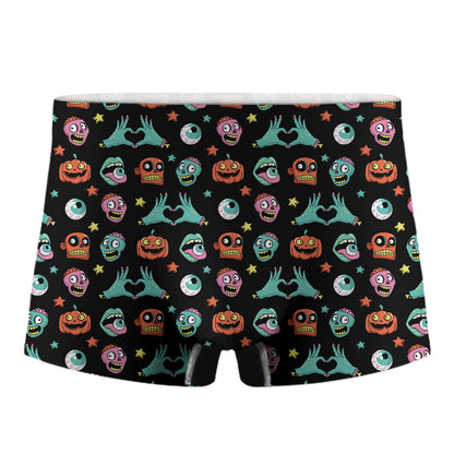 Halloween Zombie Pattern Print Men's Boxer Briefs