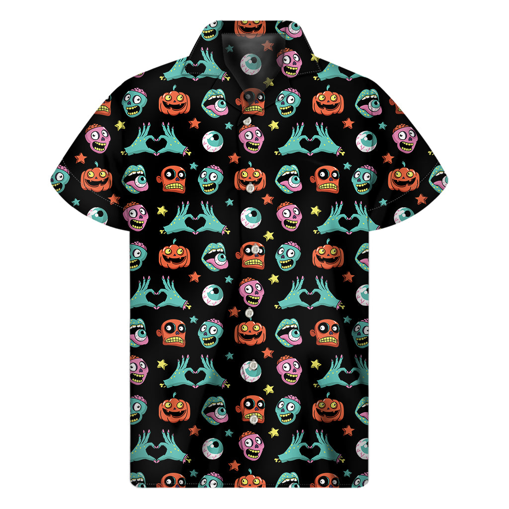 Halloween Zombie Pattern Print Men's Short Sleeve Shirt