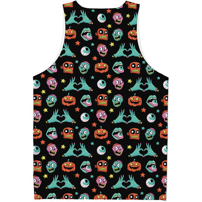 Halloween Zombie Pattern Print Men's Tank Top