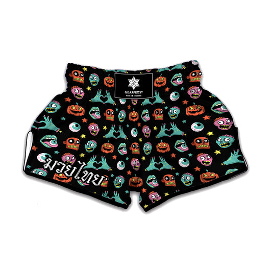 Halloween Zombie Pattern Print Muay Thai Boxing Shorts