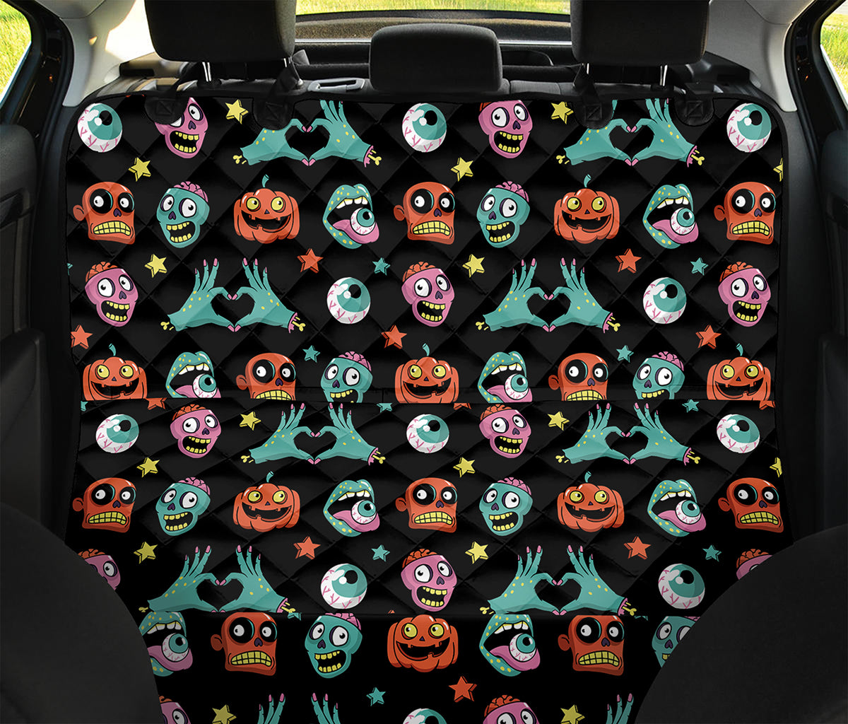 Halloween Zombie Pattern Print Pet Car Back Seat Cover