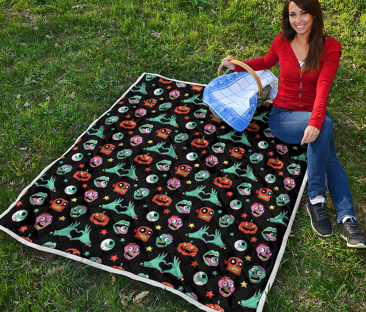 Halloween Zombie Pattern Print Quilt