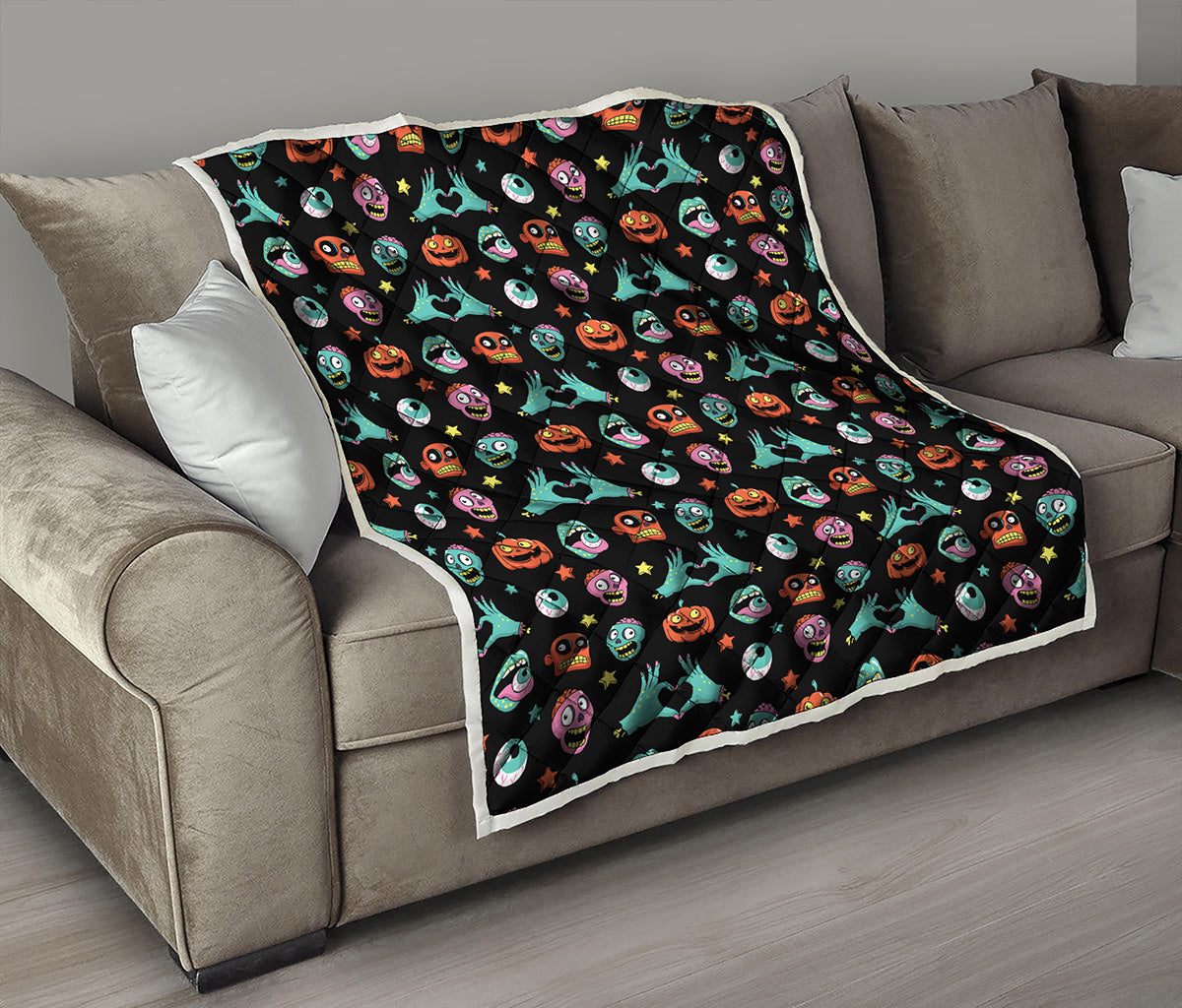 Halloween Zombie Pattern Print Quilt