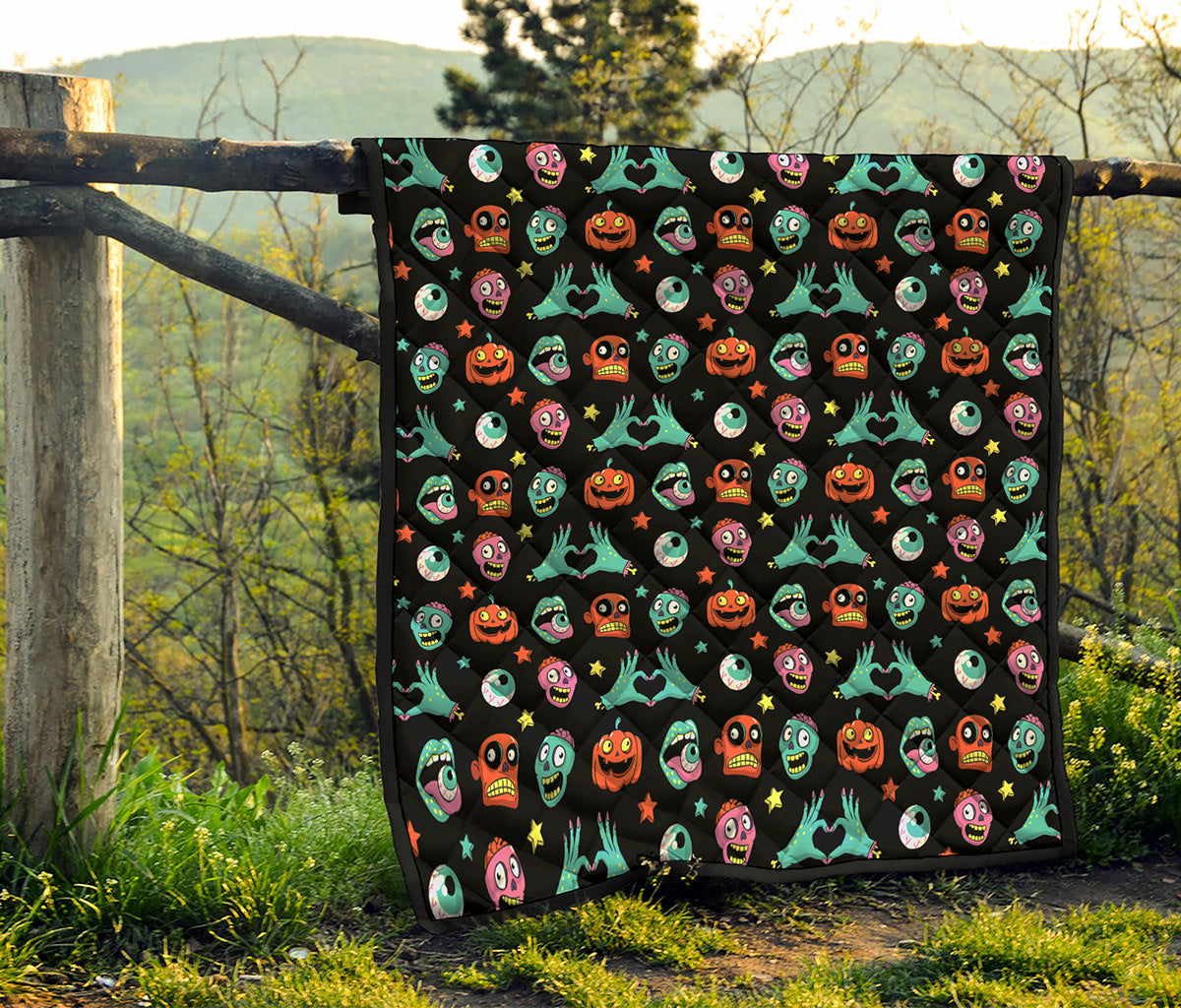 Halloween Zombie Pattern Print Quilt