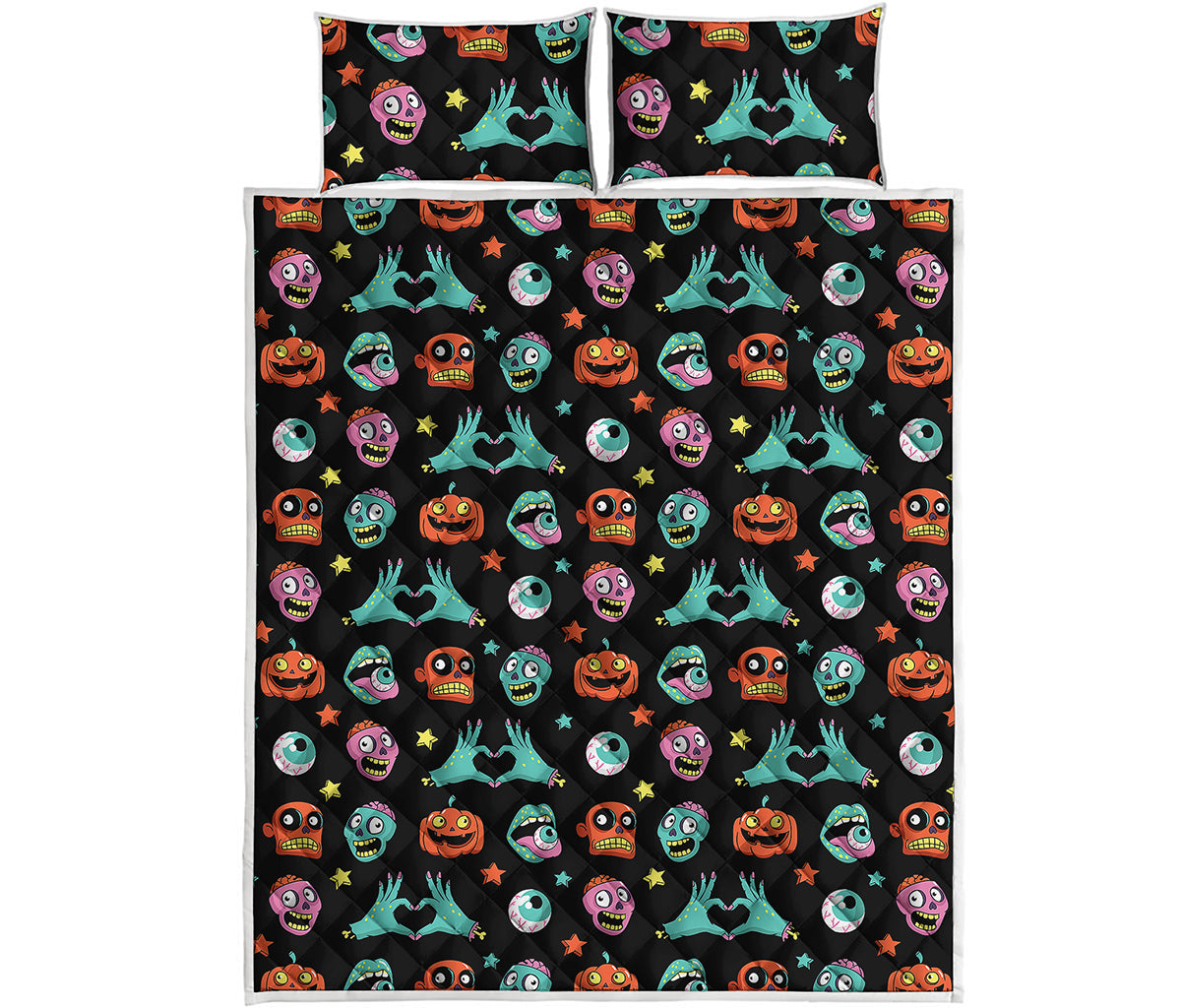 Halloween Zombie Pattern Print Quilt Bed Set