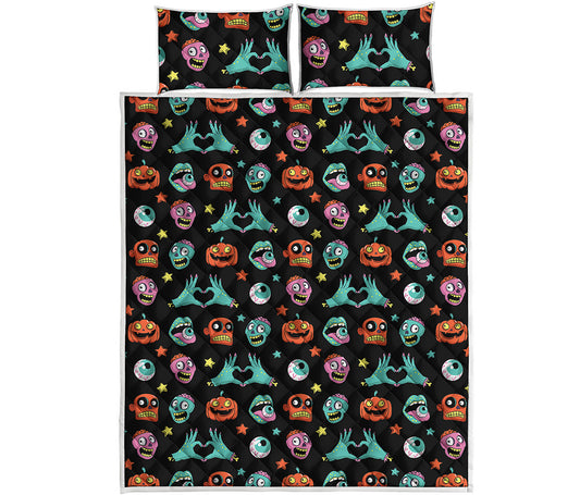 Halloween Zombie Pattern Print Quilt Bed Set