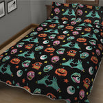 Halloween Zombie Pattern Print Quilt Bed Set