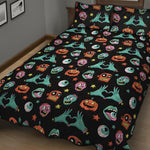 Halloween Zombie Pattern Print Quilt Bed Set