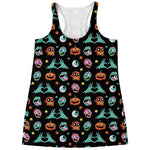 Halloween Zombie Pattern Print Women's Racerback Tank Top