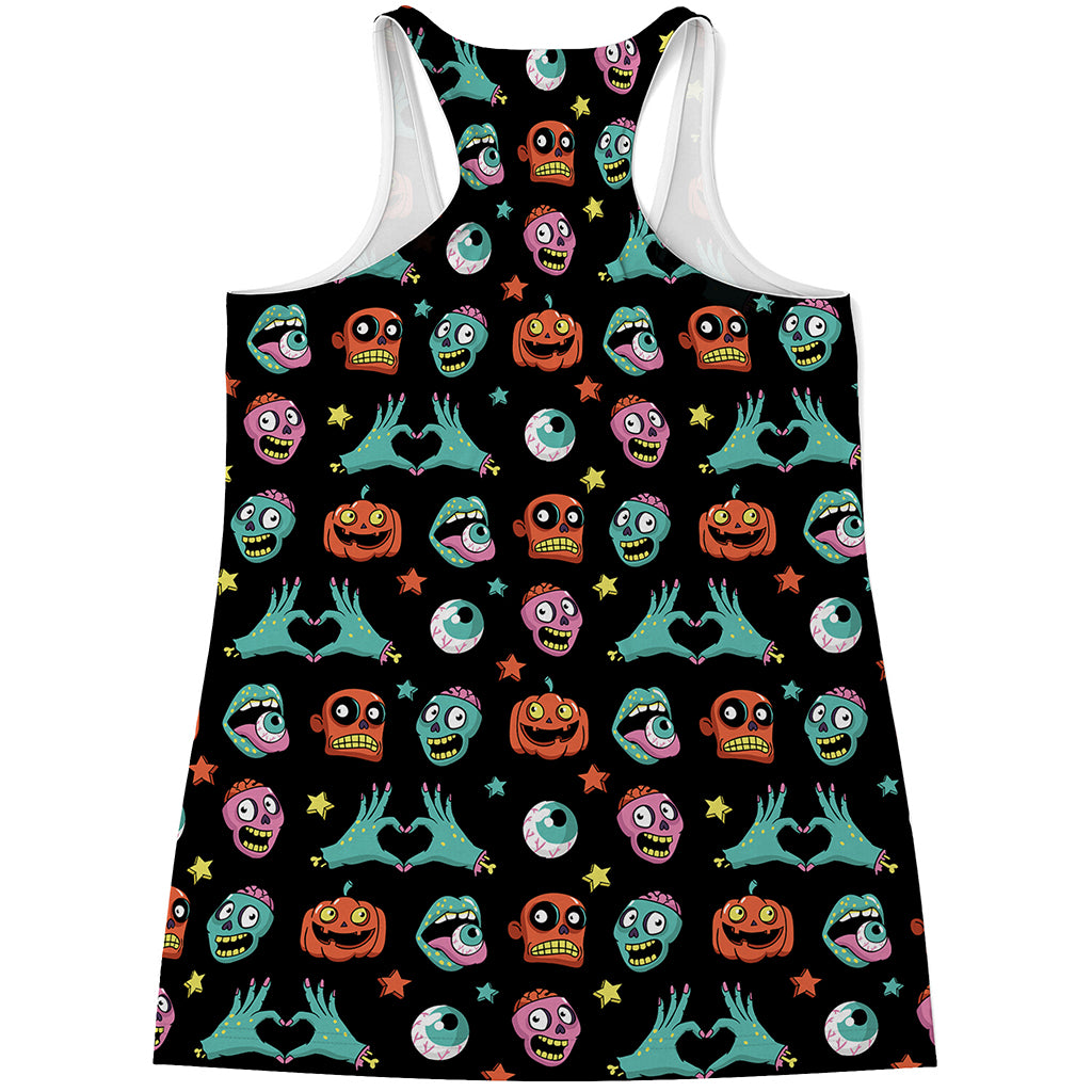 Halloween Zombie Pattern Print Women's Racerback Tank Top