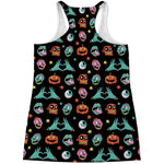 Halloween Zombie Pattern Print Women's Racerback Tank Top