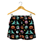 Halloween Zombie Pattern Print Women's Shorts