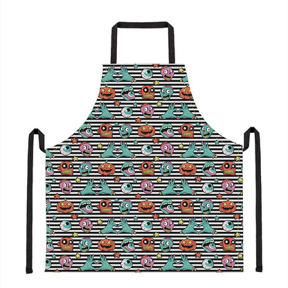 Halloween Zombie Striped Pattern Print Apron