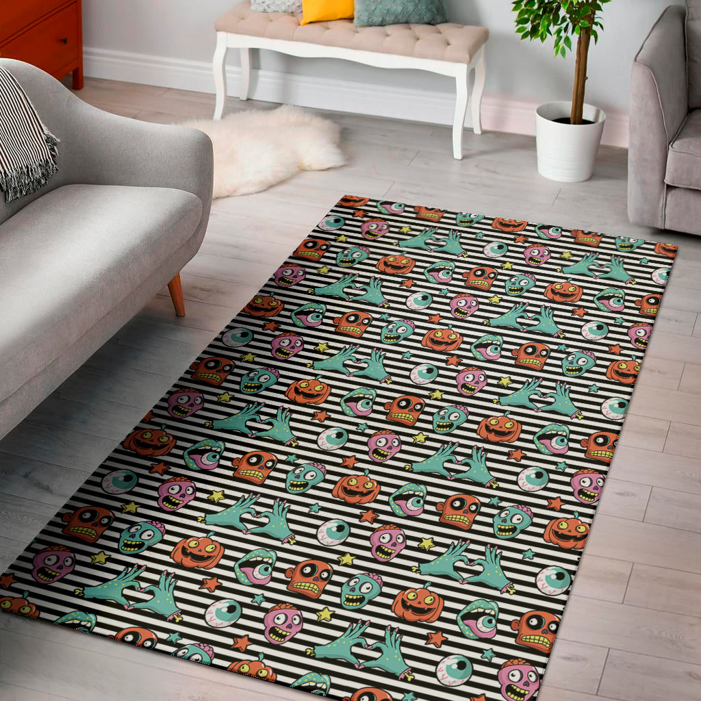 Halloween Zombie Striped Pattern Print Area Rug
