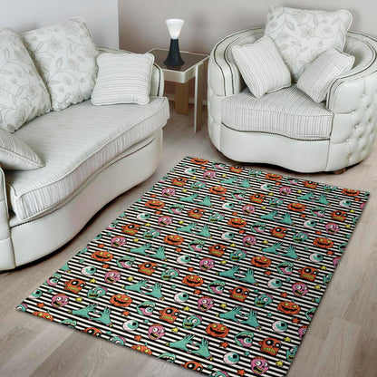 Halloween Zombie Striped Pattern Print Area Rug