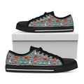 Halloween Zombie Striped Pattern Print Black Low Top Sneakers