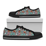 Halloween Zombie Striped Pattern Print Black Low Top Shoes