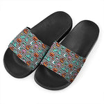 Halloween Zombie Striped Pattern Print Black Slide Sandals