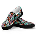 Halloween Zombie Striped Pattern Print Black Slip On Sneakers