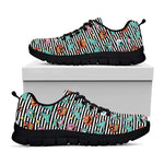 Halloween Zombie Striped Pattern Print Black Sneakers