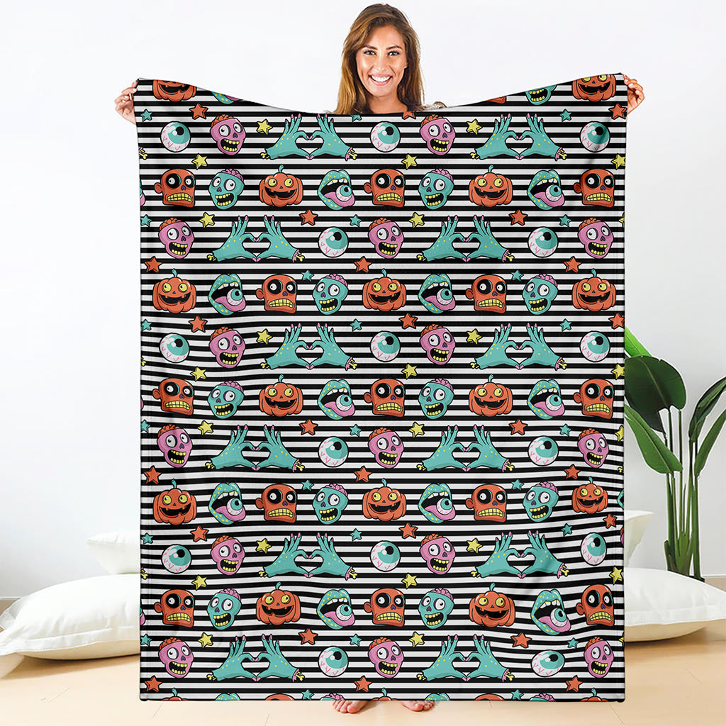 Halloween Zombie Striped Pattern Print Blanket