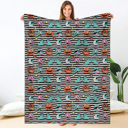 Halloween Zombie Striped Pattern Print Blanket