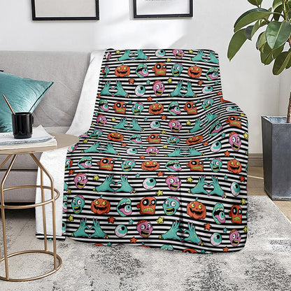 Halloween Zombie Striped Pattern Print Blanket