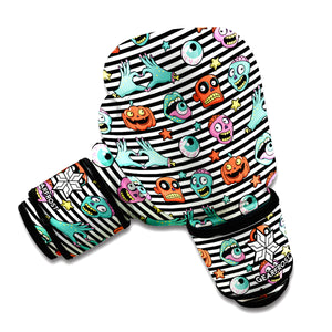 Halloween Zombie Striped Pattern Print Boxing Gloves