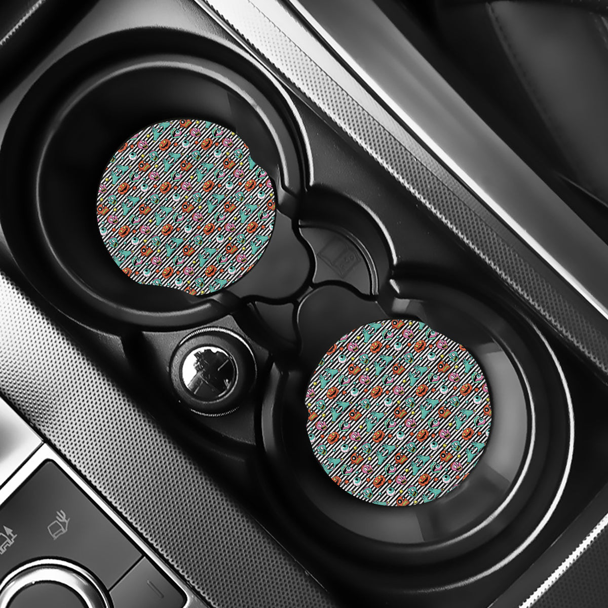 Halloween Zombie Striped Pattern Print Car Coasters