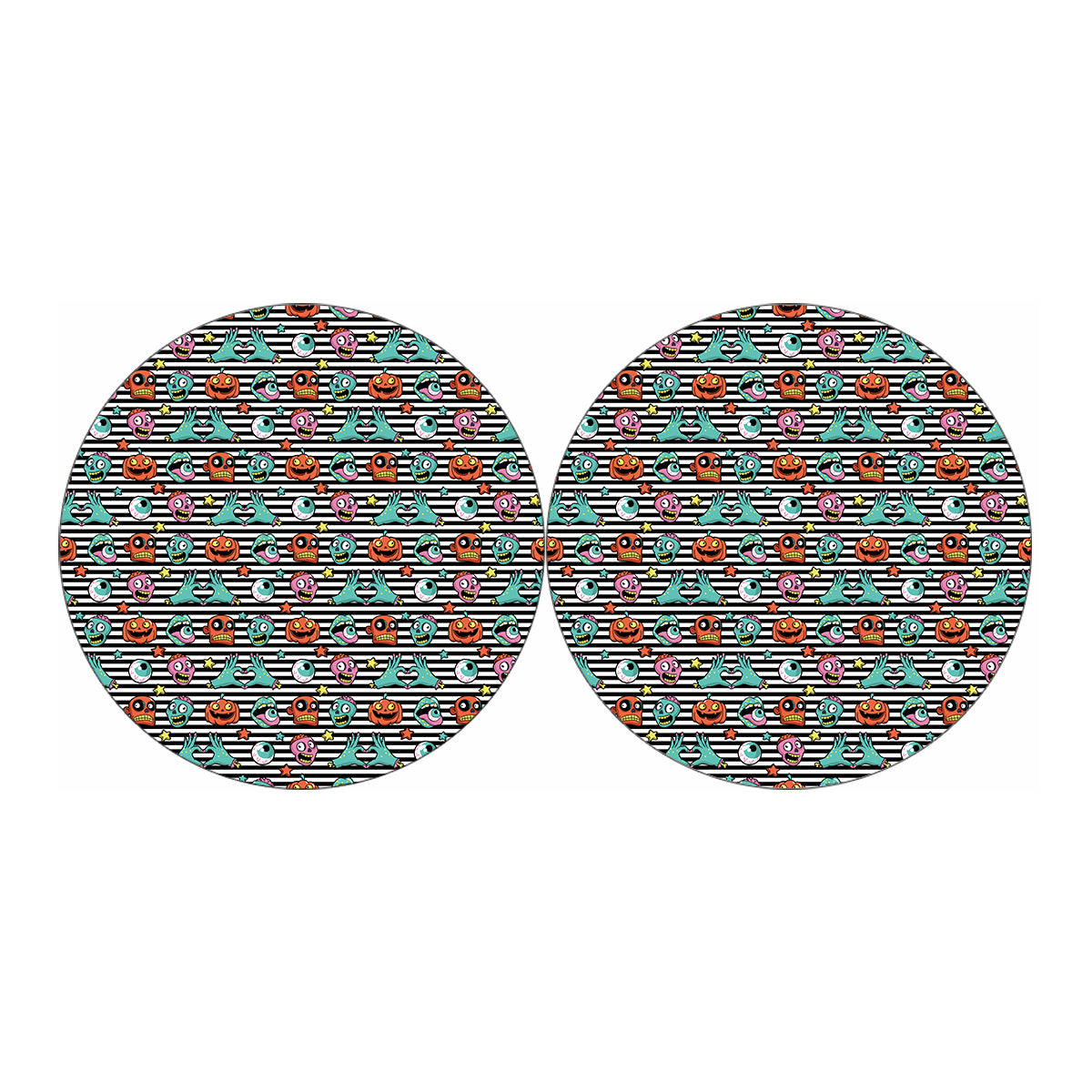 Halloween Zombie Striped Pattern Print Car Coasters