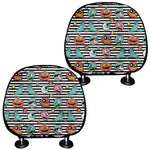 Halloween Zombie Striped Pattern Print Car Headrest Covers