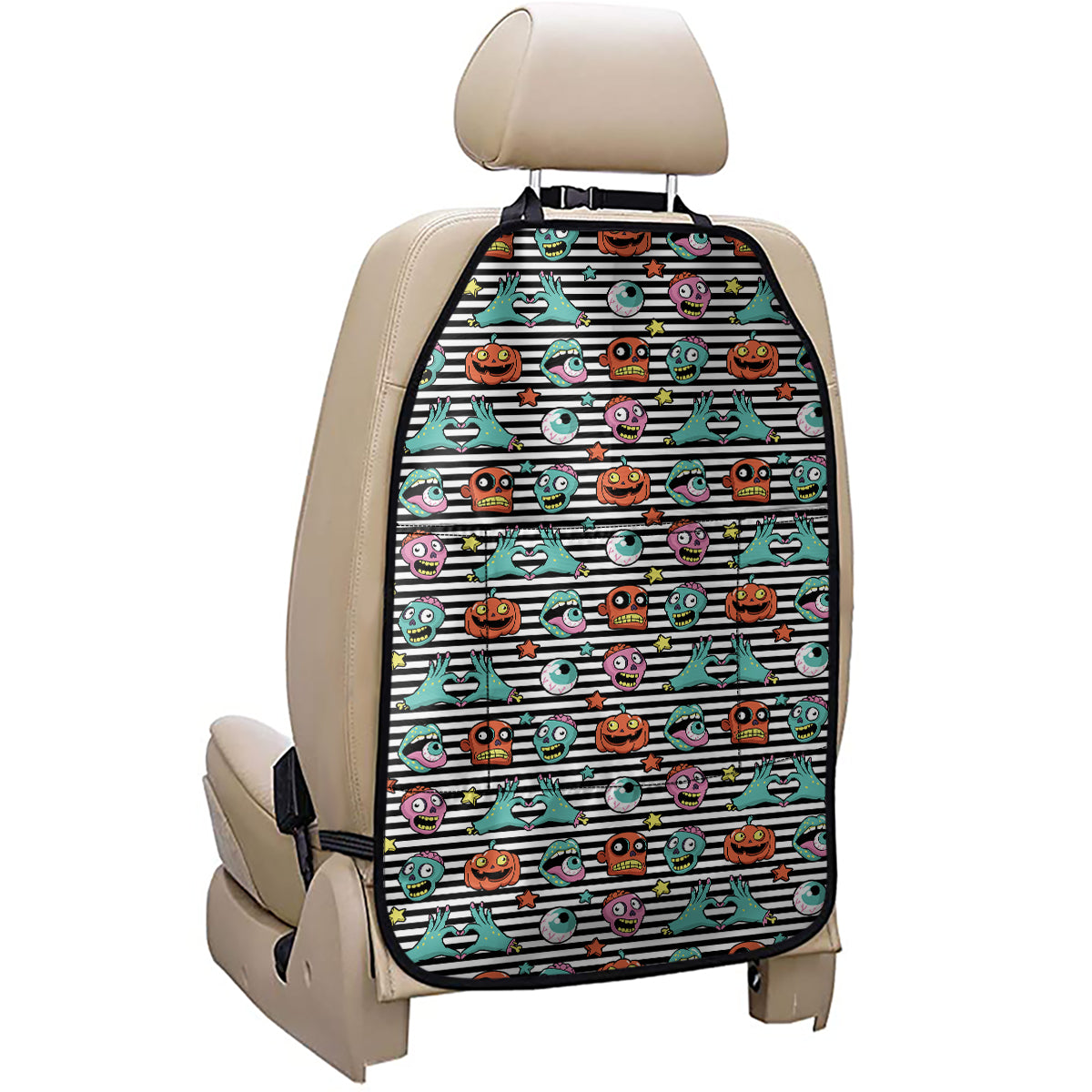 Halloween Zombie Striped Pattern Print Car Seat Organizers