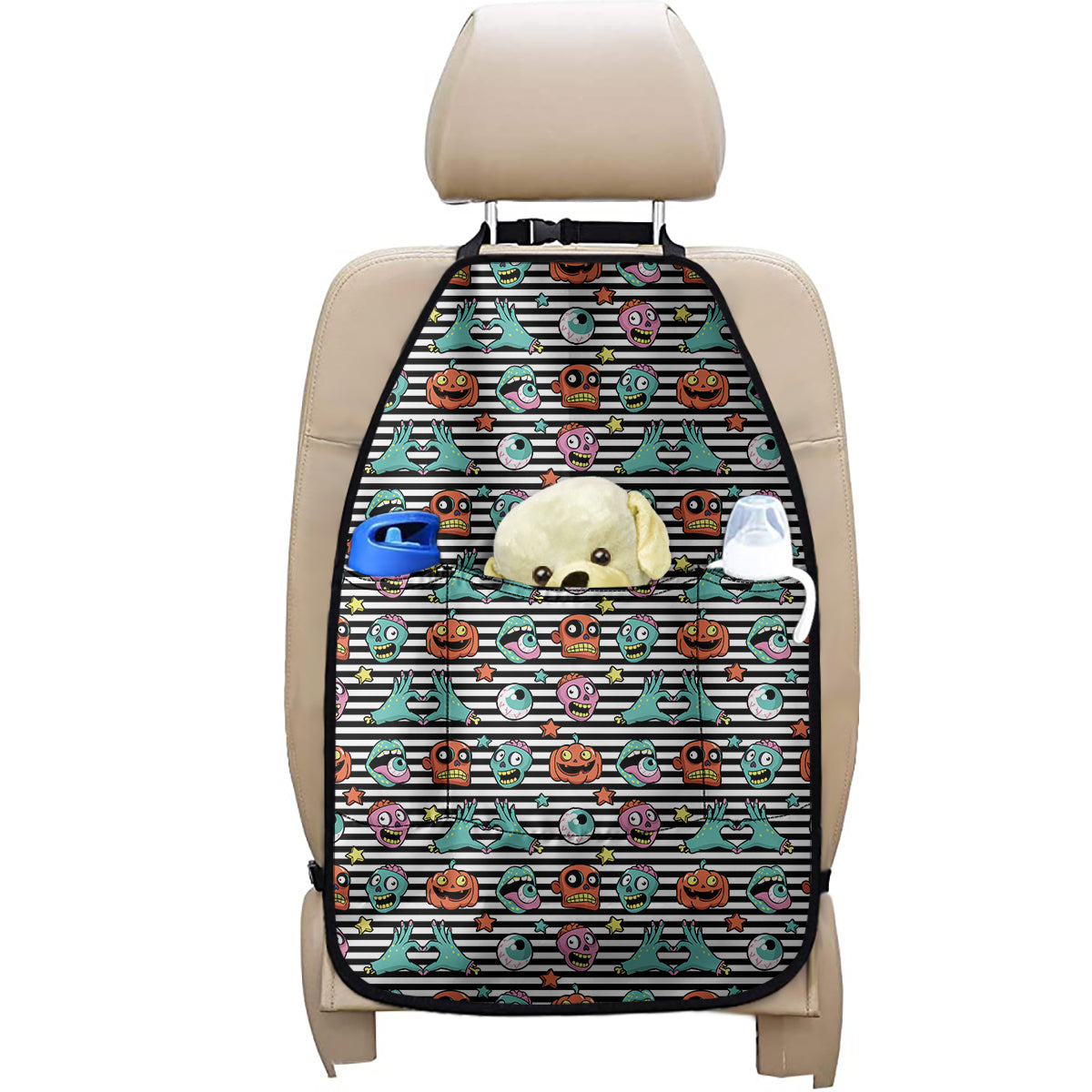 Halloween Zombie Striped Pattern Print Car Seat Organizers