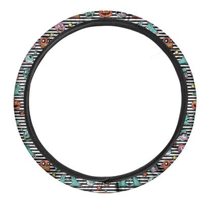 Halloween Zombie Striped Pattern Print Car Steering Wheel Cover