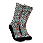 Halloween Zombie Striped Pattern Print Crew Socks
