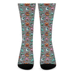 Halloween Zombie Striped Pattern Print Crew Socks
