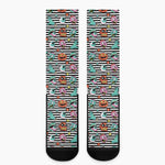 Halloween Zombie Striped Pattern Print Crew Socks