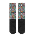 Halloween Zombie Striped Pattern Print Crew Socks
