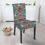 Halloween Zombie Striped Pattern Print Dining Chair Slipcover