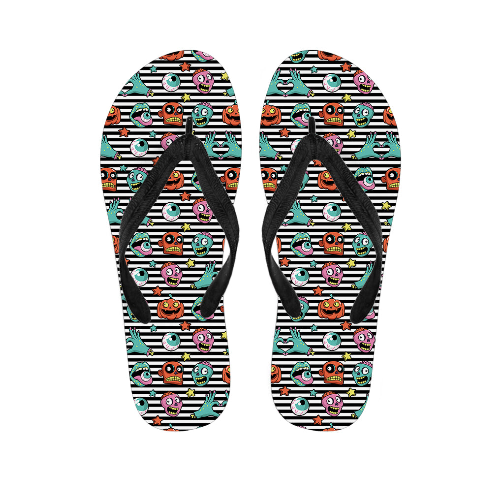 Halloween Zombie Striped Pattern Print Flip Flops