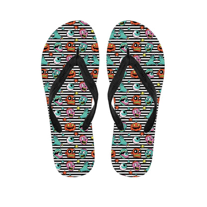 Halloween Zombie Striped Pattern Print Flip Flops