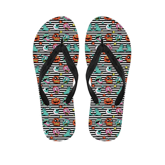 Halloween Zombie Striped Pattern Print Flip Flops