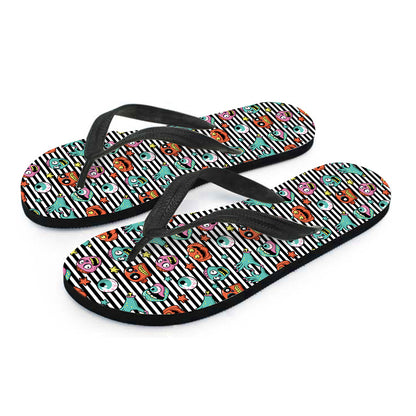 Halloween Zombie Striped Pattern Print Flip Flops