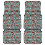 Halloween Zombie Striped Pattern Print Front and Back Car Floor Mats