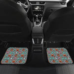 Halloween Zombie Striped Pattern Print Front and Back Car Floor Mats
