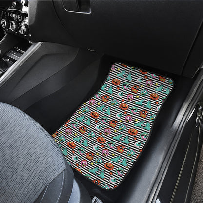 Halloween Zombie Striped Pattern Print Front and Back Car Floor Mats