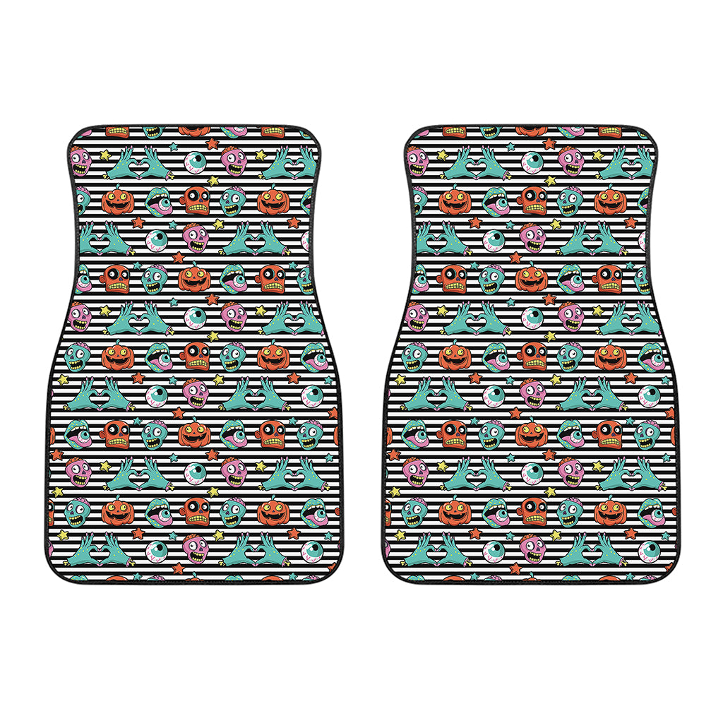 Halloween Zombie Striped Pattern Print Front Car Floor Mats