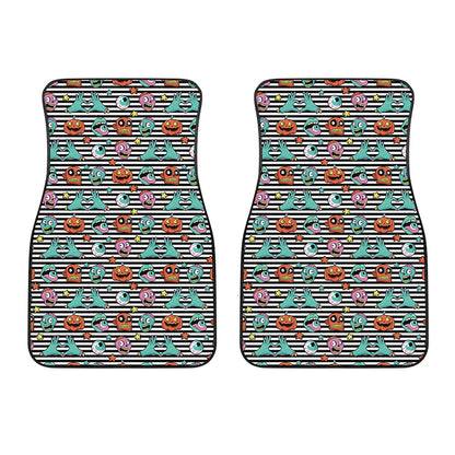 Halloween Zombie Striped Pattern Print Front Car Floor Mats